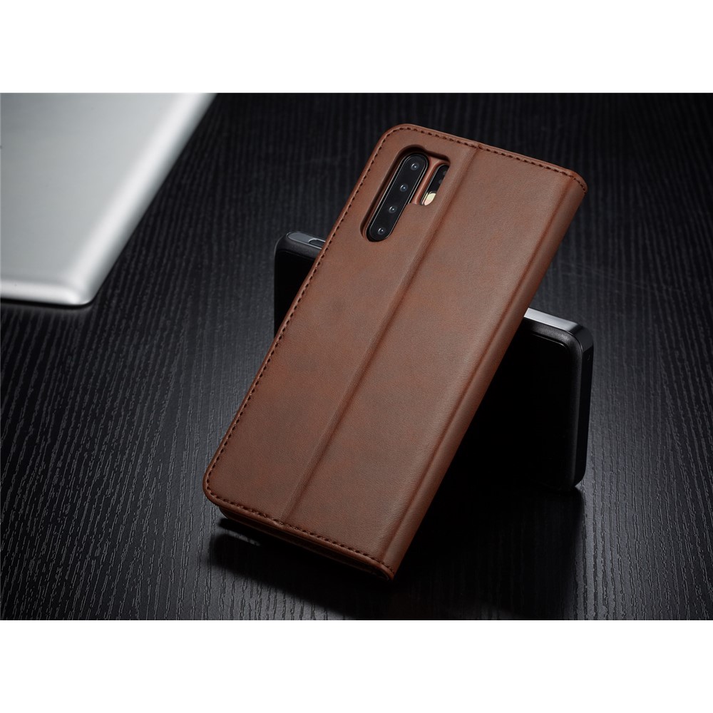 LC.IMEEKE Wallet Leather Stand Case for Huawei P30 Pro - Coffee-10