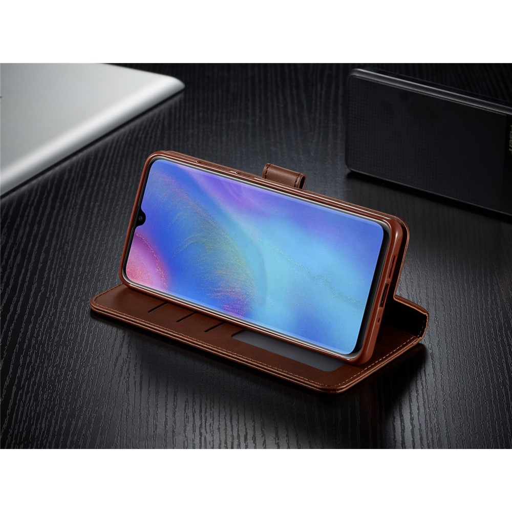 LC.IMEEKE Wallet Leather Stand Case for Huawei P30 Pro - Coffee-12