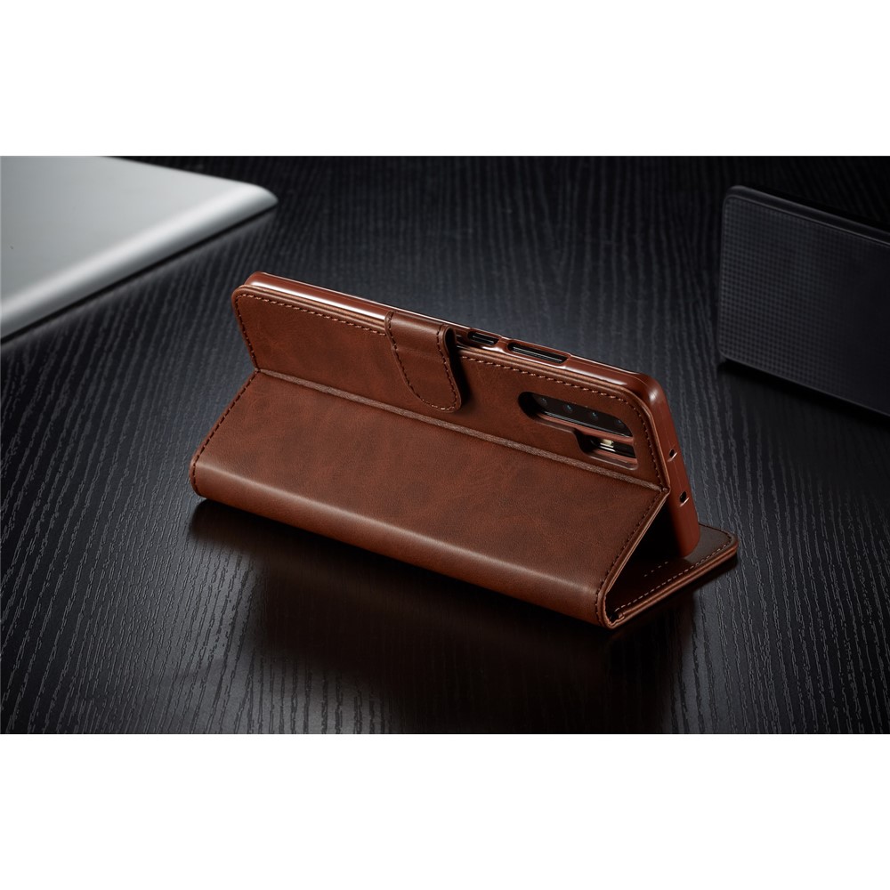 LC.IMEEKE Wallet Leather Stand Case for Huawei P30 Pro - Coffee-13