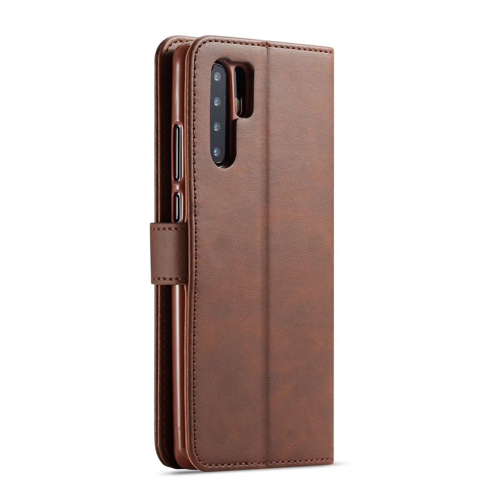 LC.IMEEKE Wallet Leather Stand Case for Huawei P30 Pro - Coffee-3