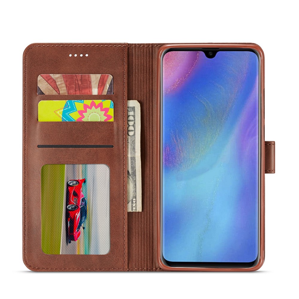 LC.IMEEKE Wallet Leather Stand Case for Huawei P30 Pro - Coffee-4