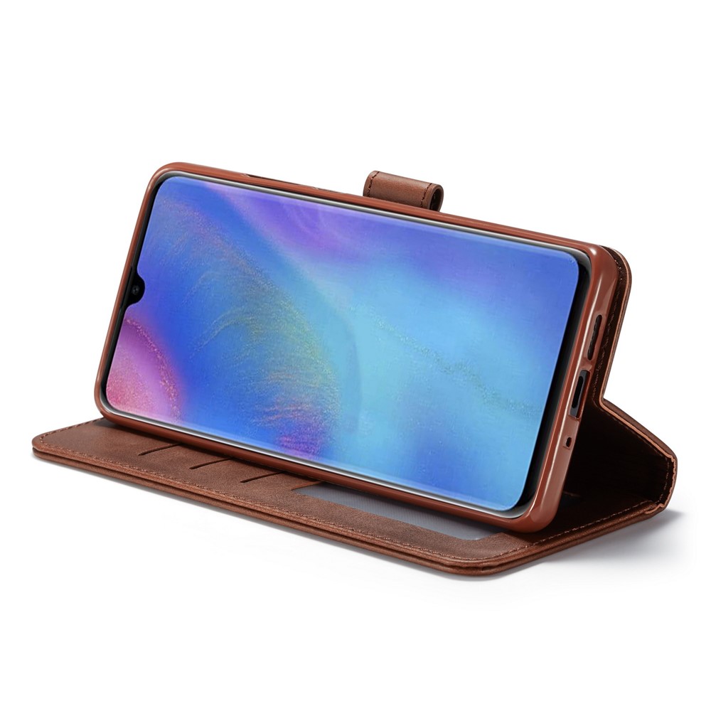 LC.IMEEKE Wallet Leather Stand Case for Huawei P30 Pro - Coffee-6