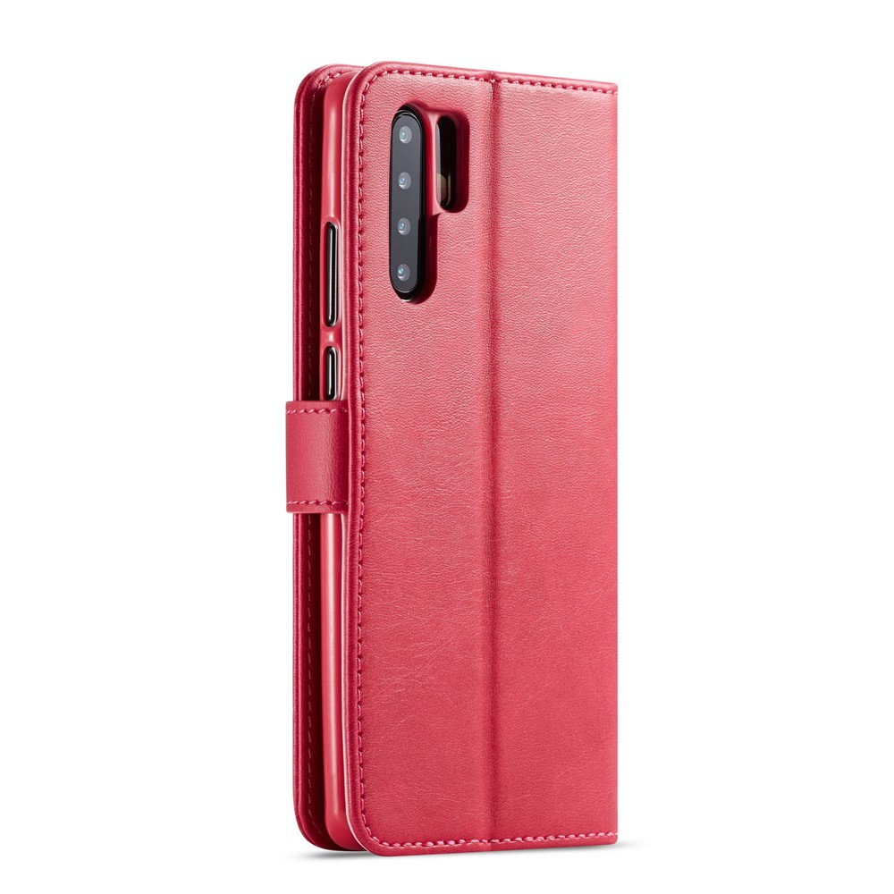 Lc. Étui de Support en Cuir de Portefeuille Imeeke Pour Huawei P30 Pro Cellule de Téléphone Accessoire Texturé PU le Cuir PU - Rose