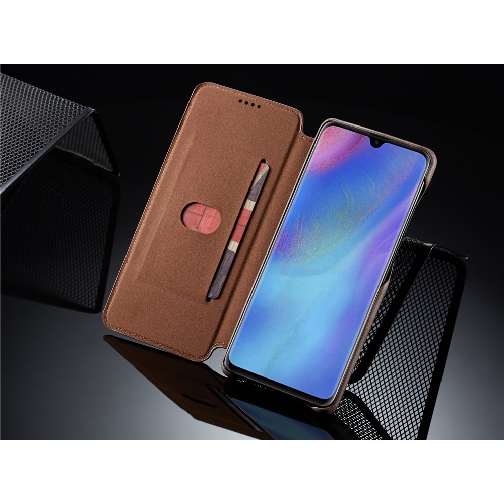 LC.IMEEKE Retro Style Leather Card Holder Case for Huawei P30 Pro - Coffee-10