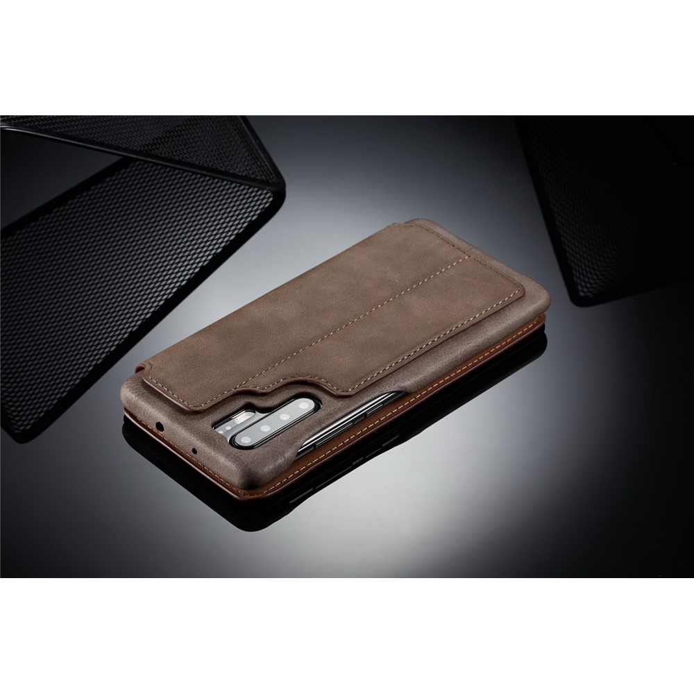 LC.IMEEKE Retro Style Leather Card Holder Case for Huawei P30 Pro - Coffee-11