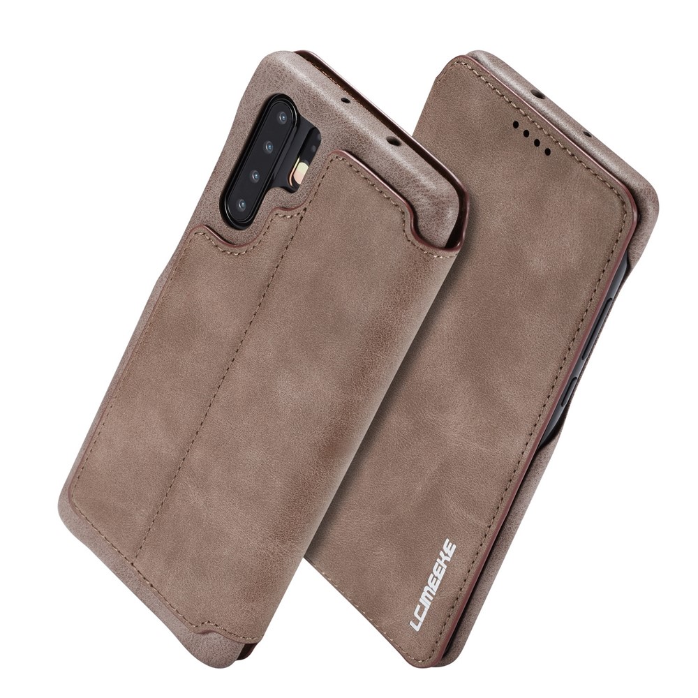 LC.IMEEKE Retro Style Leather Card Holder Case for Huawei P30 Pro - Coffee-2