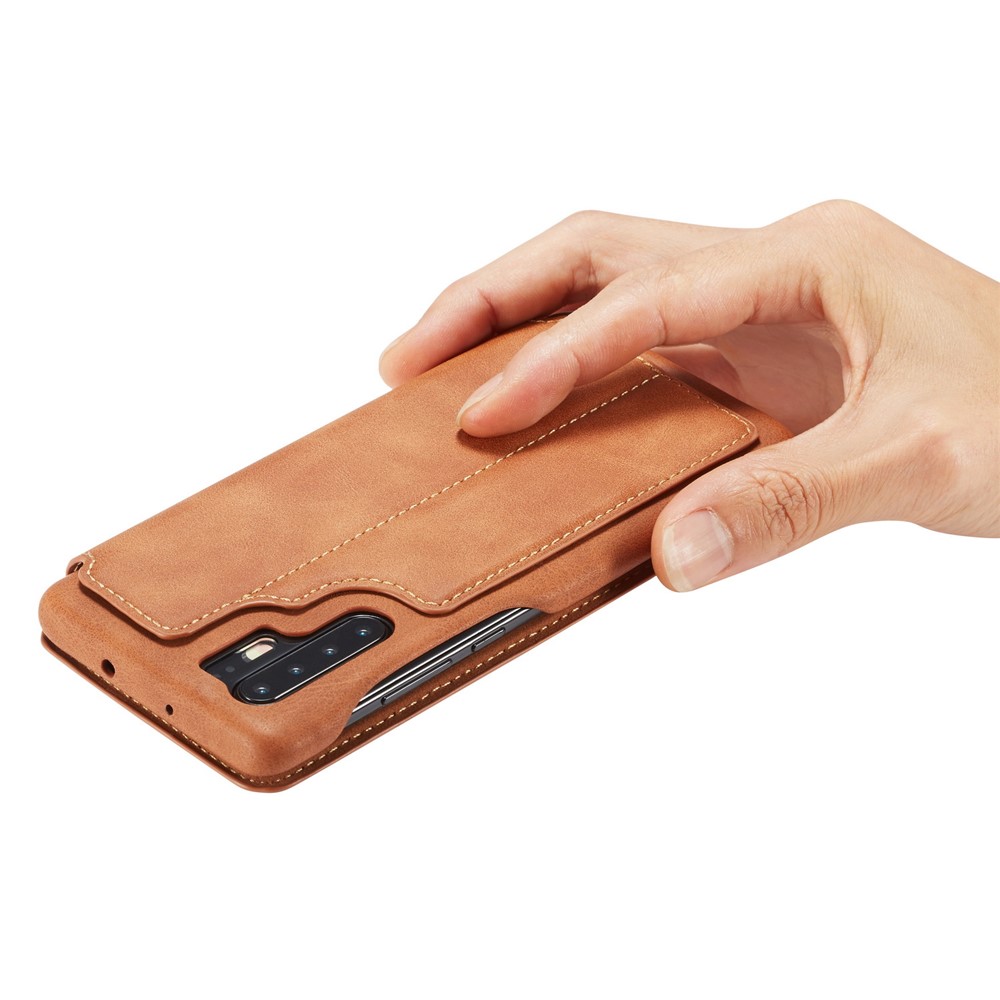 LC.IMEEKE Retro Style Leather Card Holder Case for Huawei P30 Pro - Brown-11