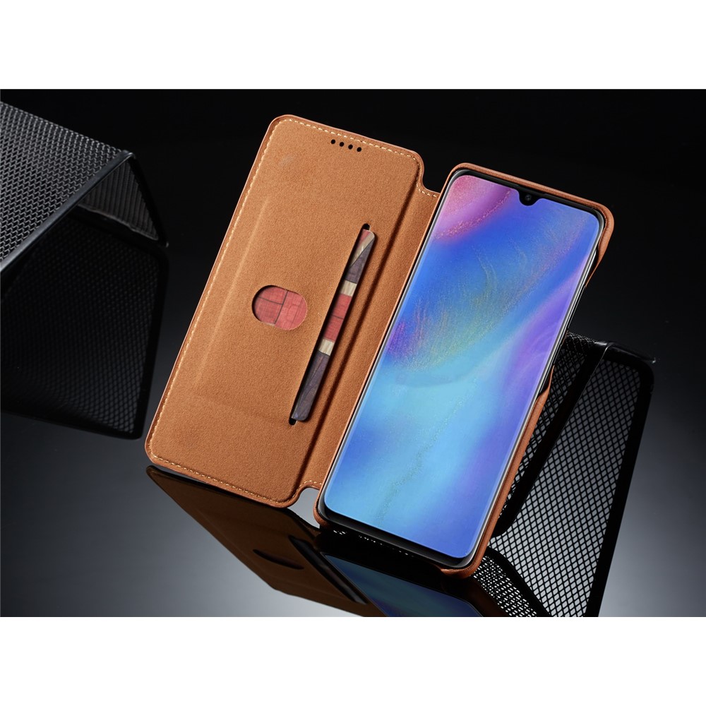 LC.IMEEKE Retro Style Leather Card Holder Case for Huawei P30 Pro - Brown-13