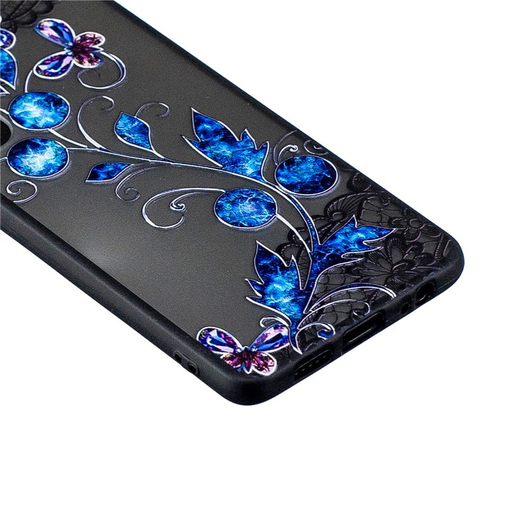 Lace Embossment Pattern PC TPU Hybrid Cover for Huawei P30 - Butterfly and Floret-3