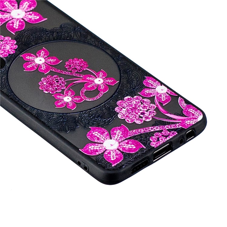 Lace Embossment Pattern PC TPU Hybrid Cover for Huawei P30 - Pink Flower-3