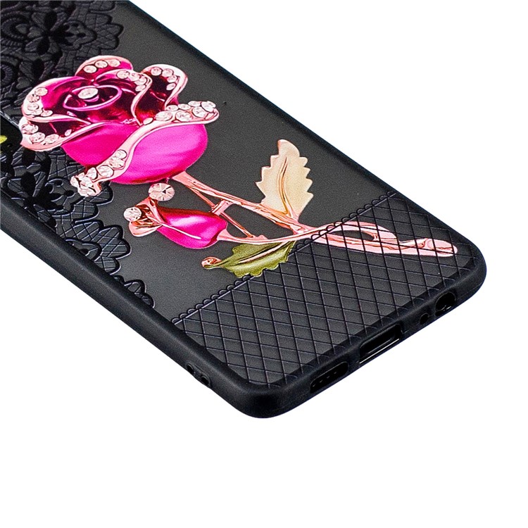 Lace Embossment Pattern PC TPU Hybrid Cover for Huawei P30 - Rose-3