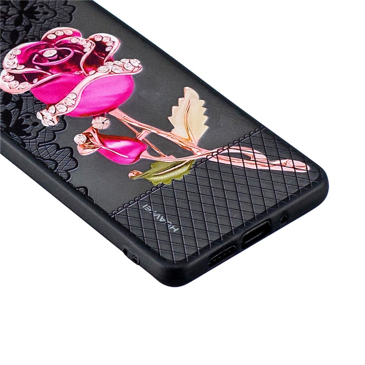 Lace Embossment Pattern PC TPU Hybrid Case for Huawei P30 Pro - Rose-3
