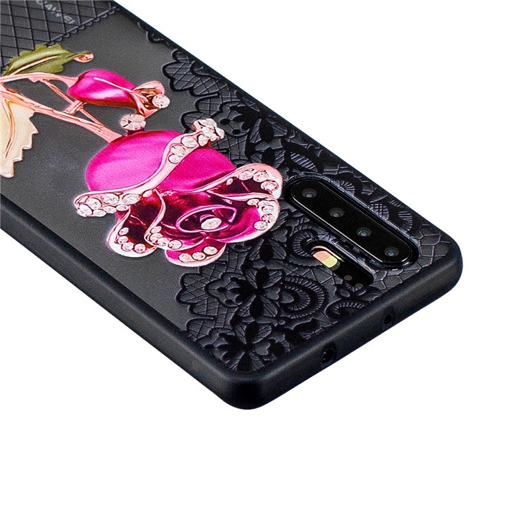 Lace Embossment Pattern PC TPU Hybrid Case for Huawei P30 Pro - Rose-4