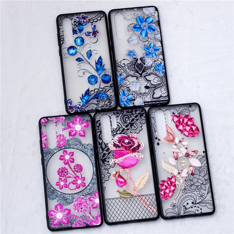 Lace Embossment Pattern PC TPU Hybrid Case for Huawei P30 Pro - Rose-5