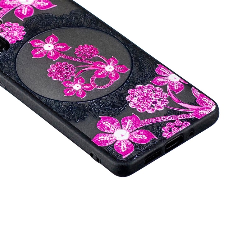 Lace Embossment Pattern PC TPU Hybrid Case for Huawei P30 Pro - Pink Flower-3