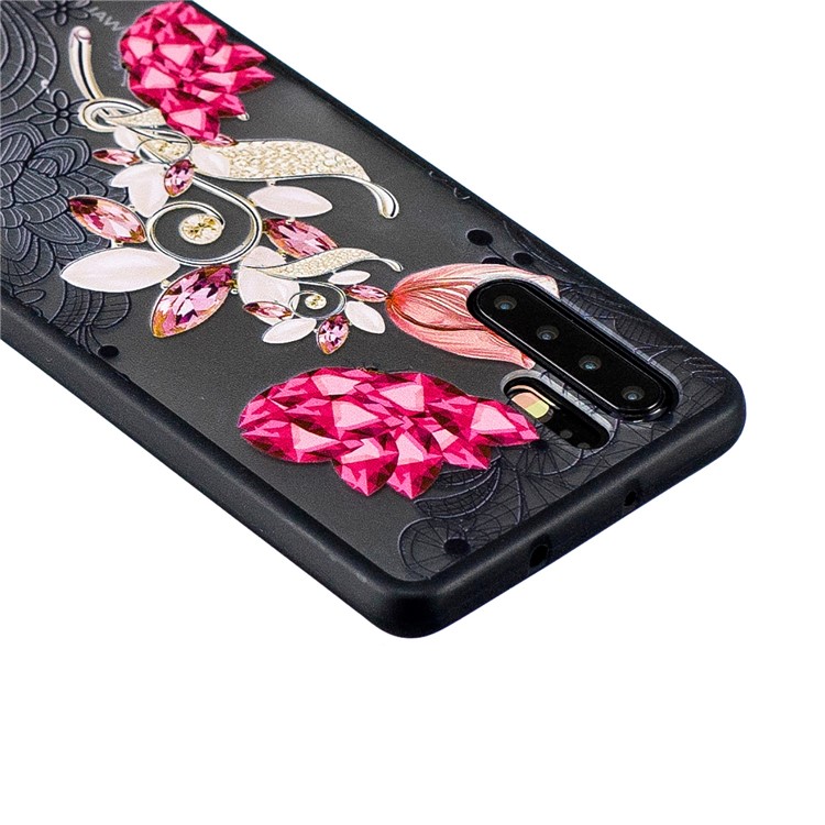Lace Embossment Pattern PC TPU Hybrid Case for Huawei P30 Pro - Vivid Flower-4