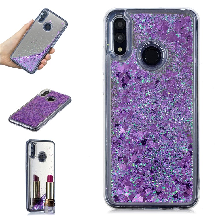 Quicksand-Spiegeloberfläche TPU-Rückendeckungsfall Für Huawei P Smart (2019) - Lila-1