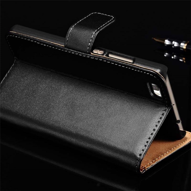 Split Genuine Leather Wallet Case for Huawei Ascend P8 Lite - Black-4