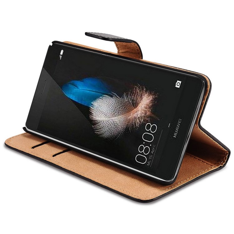 Split Genuine Leather Wallet Case for Huawei Ascend P8 Lite - Black-7