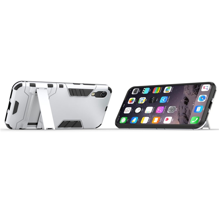 Plastic + TPU Hybrid Case with Kickstand for Huawei Y6 (2019, without Fingerprint Sensor) / Y6 Pro (2019) - Silver-5