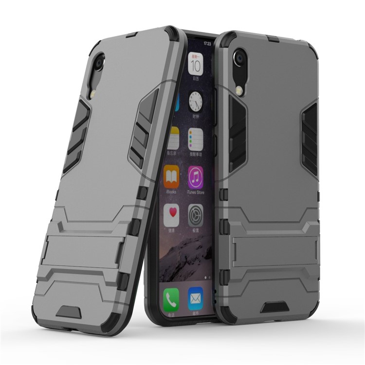 Plastic + TPU Hybrid Case with Kickstand for Huawei Y6 (2019, without Fingerprint Sensor) / Y6 Pro (2019) - Grey-1
