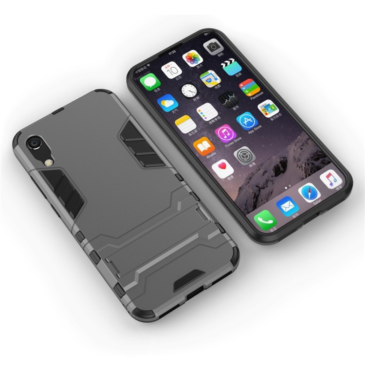 Plastic + TPU Hybrid Case with Kickstand for Huawei Y6 (2019, without Fingerprint Sensor) / Y6 Pro (2019) - Grey-3