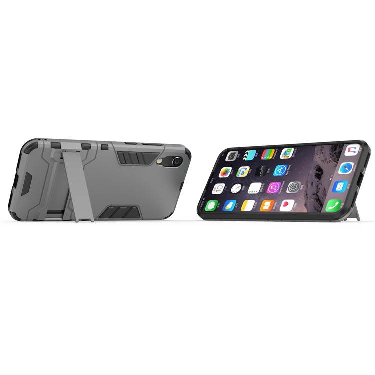 Plastic + TPU Hybrid Case with Kickstand for Huawei Y6 (2019, without Fingerprint Sensor) / Y6 Pro (2019) - Grey-5