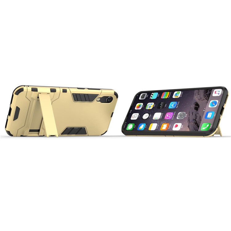 Custodia In Plastica + TPU Ibrida Con Cavalletto Per Huawei Y6 (2019, Senza Sensore Di Impronte Digitali) / Y6 Pro (2019) - Oro-5