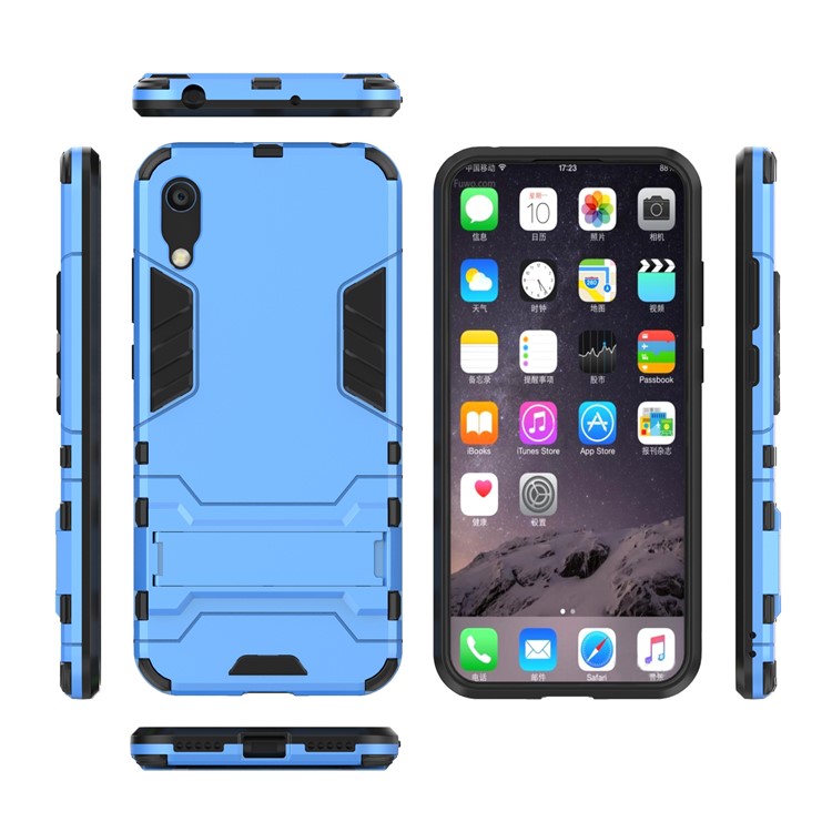 Plastic + TPU Hybrid Case with Kickstand for Huawei Y6 (2019, without Fingerprint Sensor) / Y6 Pro (2019) - Baby Blue-4