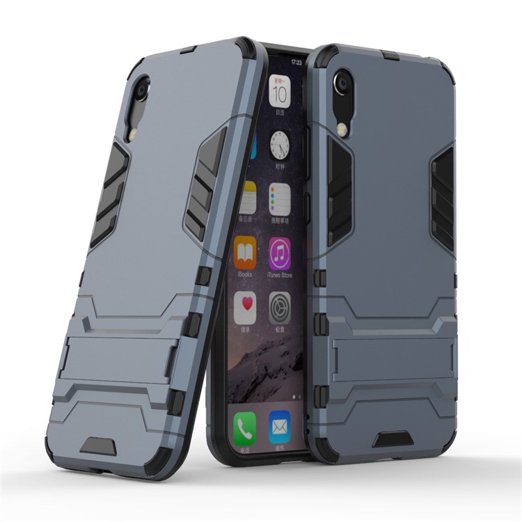 Case Hybride en Plastique + TPU Avec Une Béquille Pour Huawei Y6 (2019, Sans Capteur D'empreintes Digitales) / Y6 Pro (2019) - Bleu Foncé