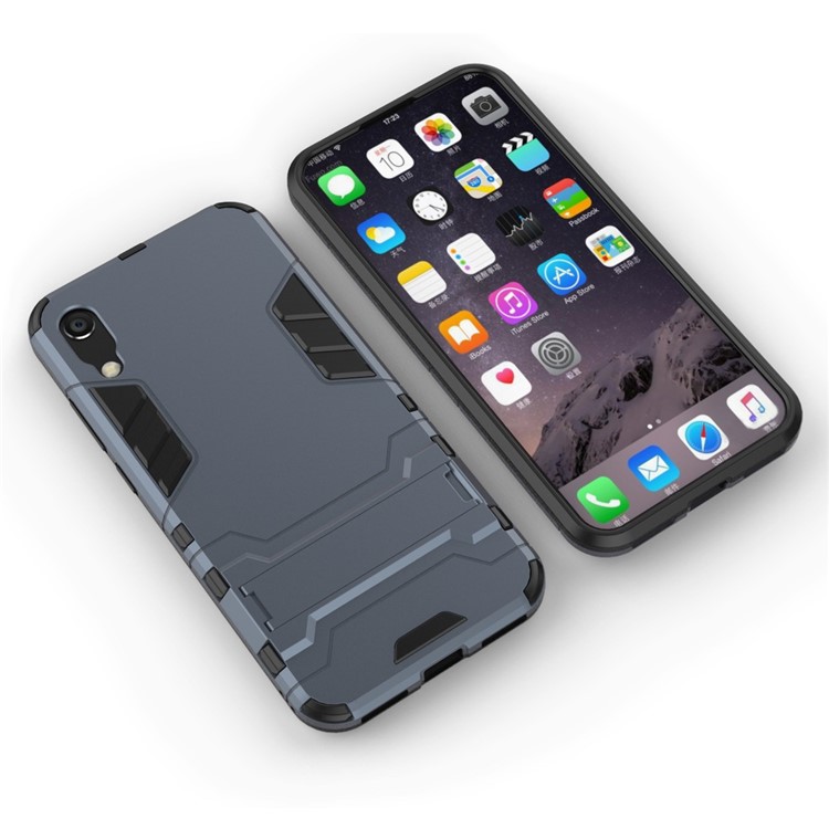 Case Hybride en Plastique + TPU Avec Une Béquille Pour Huawei Y6 (2019, Sans Capteur D'empreintes Digitales) / Y6 Pro (2019) - Bleu Foncé