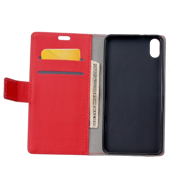 Wallet Leather Stand Case for Huawei Y6 (2019, without Fingerprint Sensor) / Y6 Pro (2019) - Red-3
