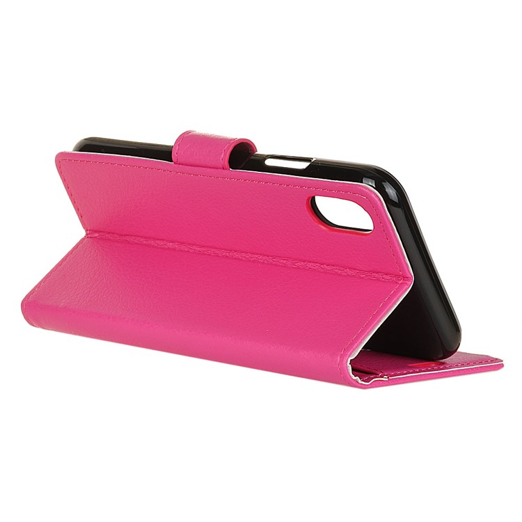 Litchi Texture Wallet Stand Leather Casing Cover for Huawei Y6 Pro (2019) - Rose-11