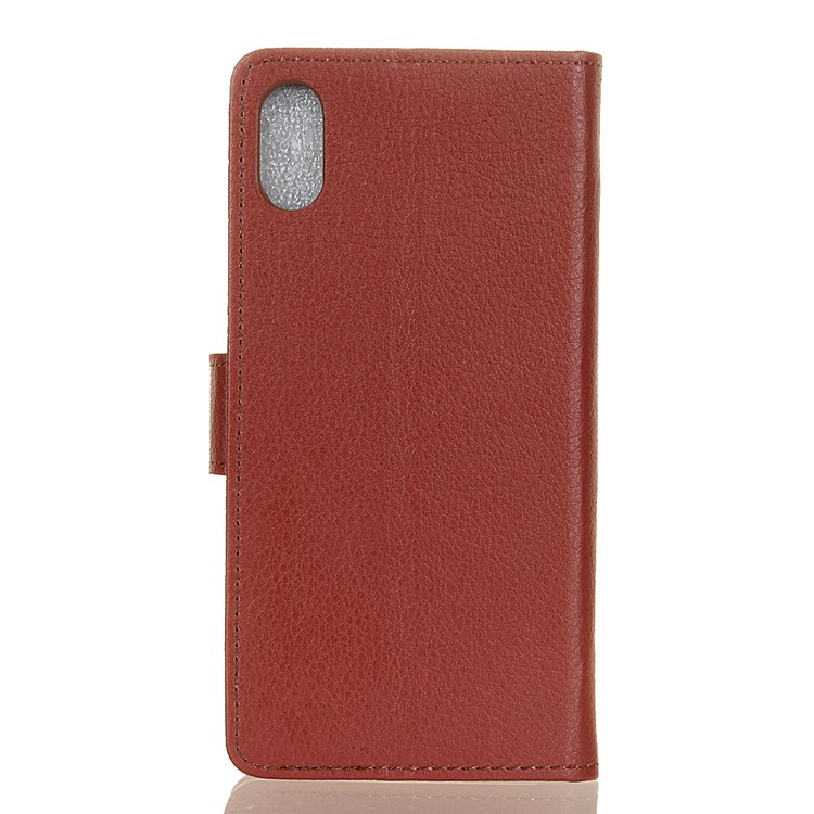Litchi Texture Wallet Stand Leather Casing Cover for Huawei Y6 Pro (2019) - Brown-10