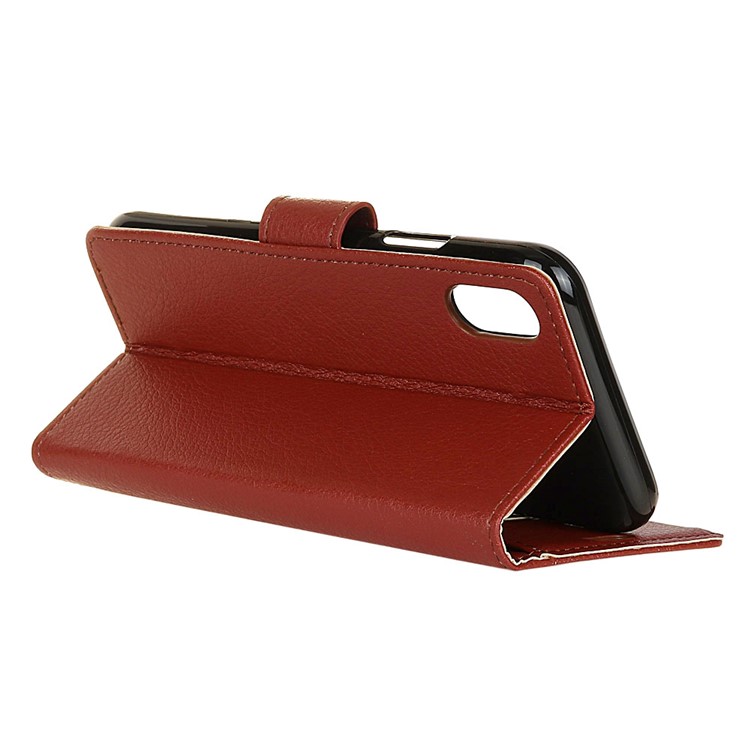 Litchi Texture Wallet Stand Leather Casing Cover for Huawei Y6 Pro (2019) - Brown-11