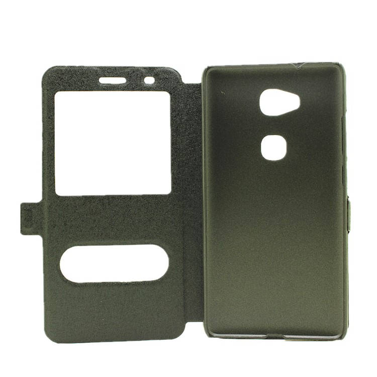 Silk Grain Dual Window Stand Leather Case for Huawei Honor Play 5X/Honor 5X - Black-4