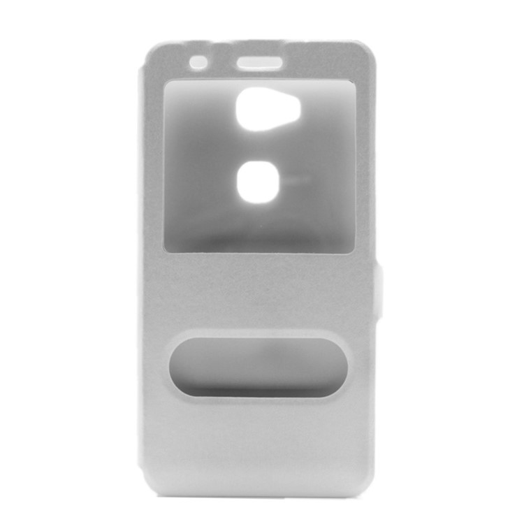 Silk Grain Dual Window Stand Leather Cover for Huawei Honor Play 5X/Honor 5X - White-2