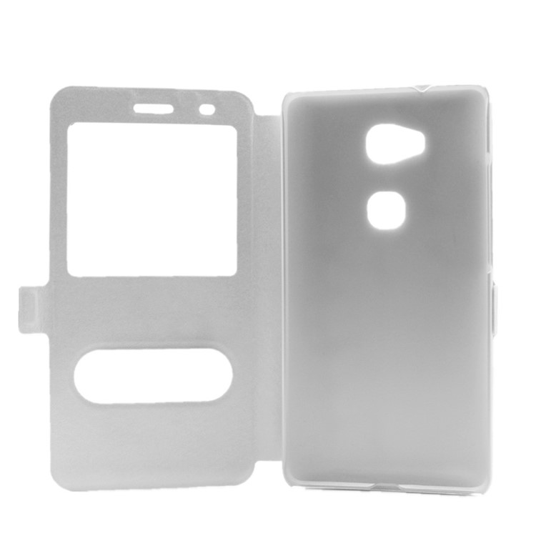 Silk Grain Dual Window Stand Leather Cover for Huawei Honor Play 5X/Honor 5X - White-4