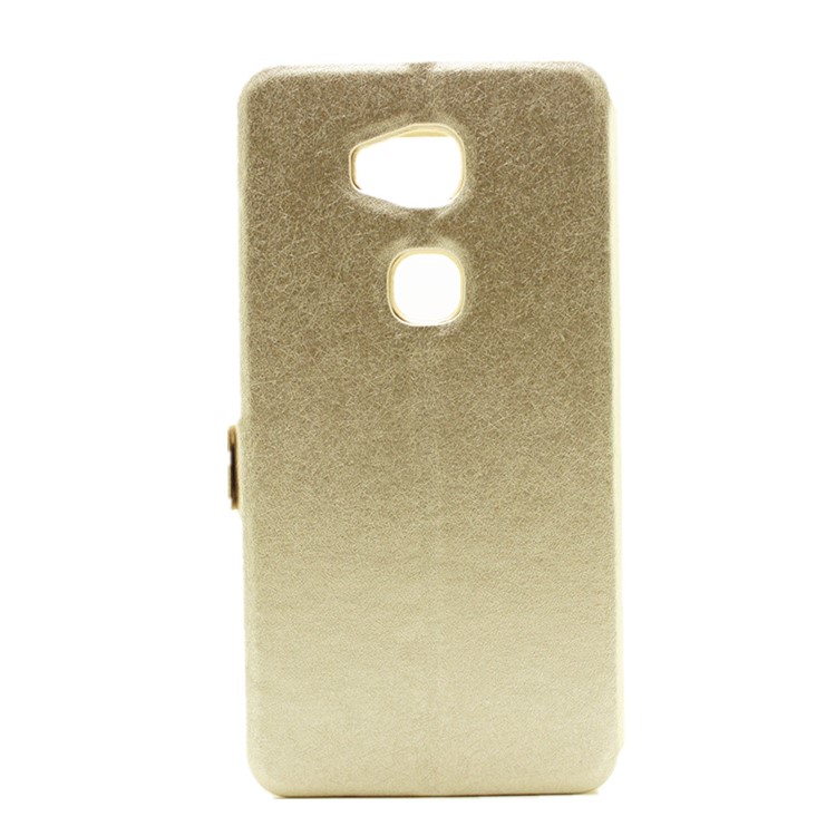 Silk Grain Dual Window Leather Flip Case for Huawei Honor Play 5X/Honor 5X - Gold-3