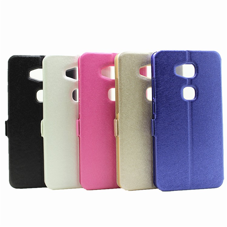 Silk Grain Dual Window Leather Flip Case for Huawei Honor Play 5X/Honor 5X - Gold-7
