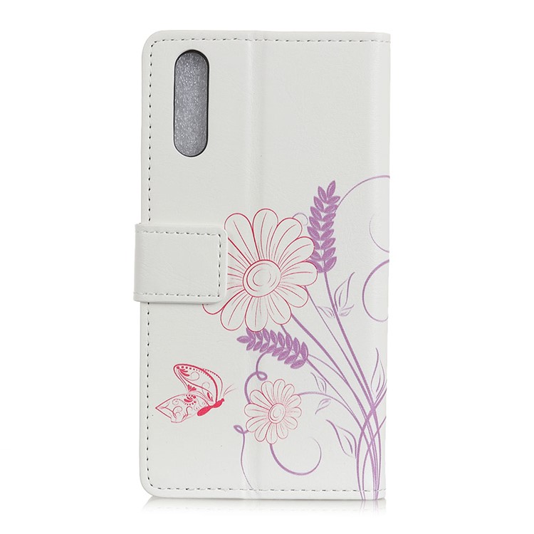 Pattern Printing PU Leather Cell Phone Case with Wallet for Huawei Y6 Pro (2019) - Butterfly and Flower-4