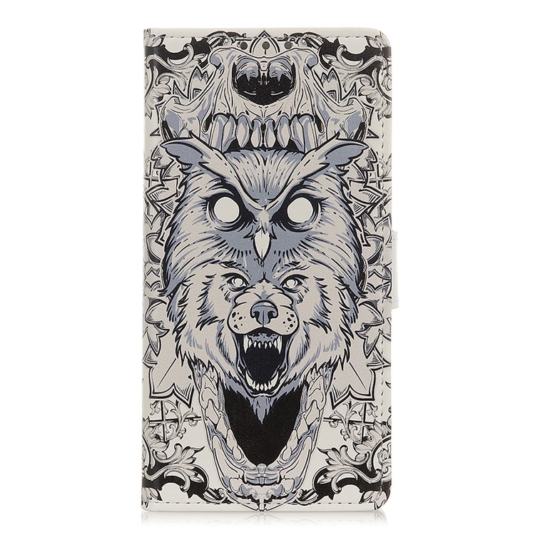 Pattern Printing PU Leather Cell Phone Case with Wallet for Huawei Y6 Pro (2019) - Abstract Owl and Lion-1
