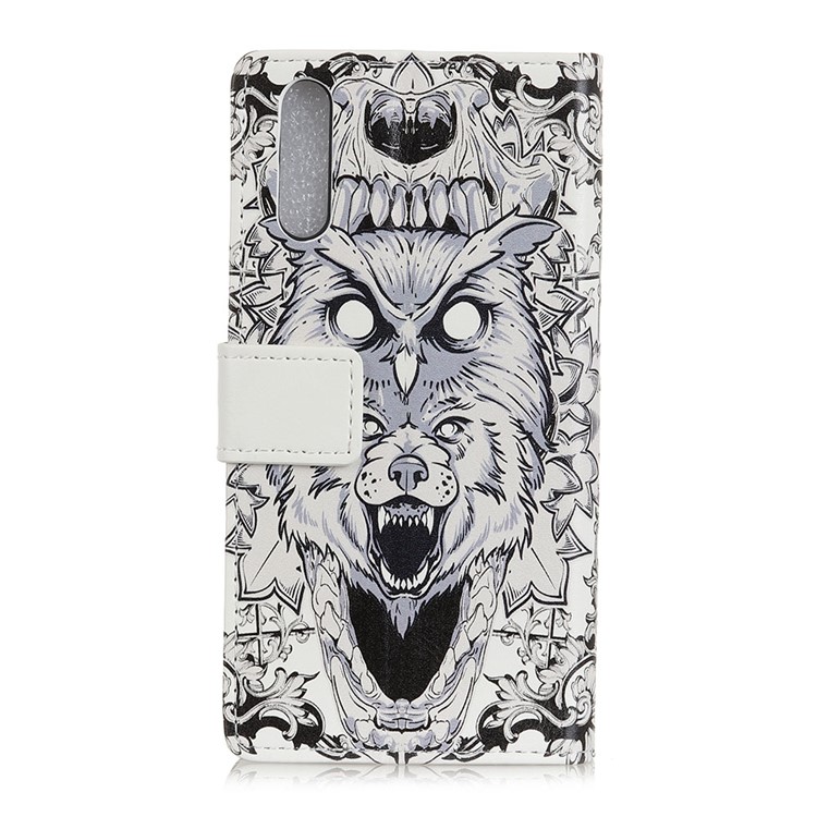 Pattern Printing PU Leather Cell Phone Case with Wallet for Huawei Y6 Pro (2019) - Abstract Owl and Lion-4