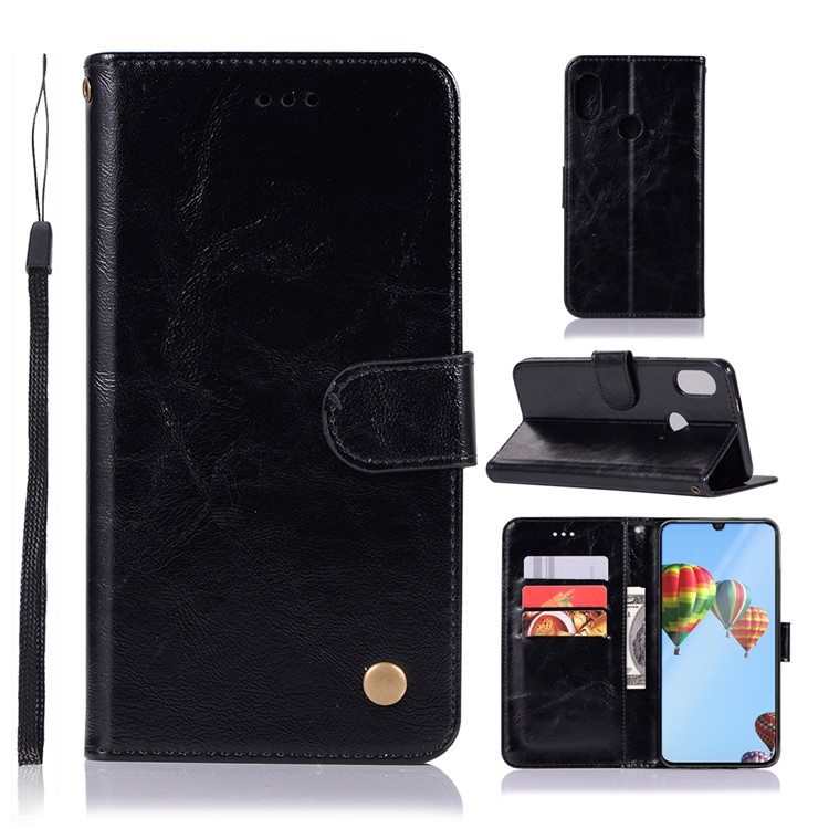 Vintage Premium PU Leather Wallet Case with Stand for Huawei P30 Lite / nova 4e - Black-1