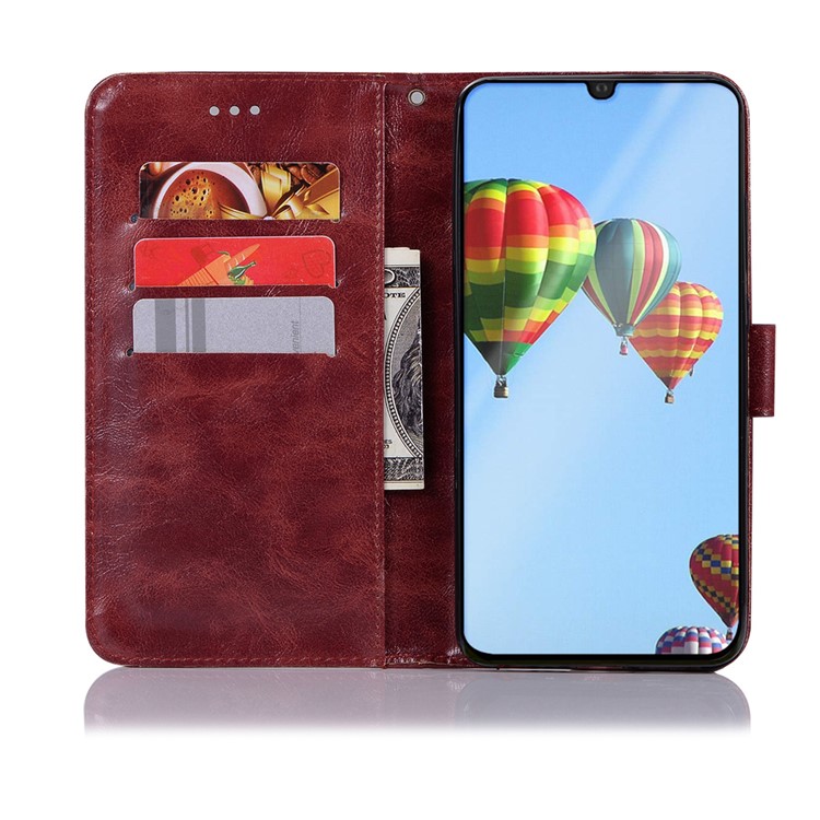 Vintage Premium PU Leather Wallet Case with Stand for Huawei P30 Lite / nova 4e - Wine Red-4