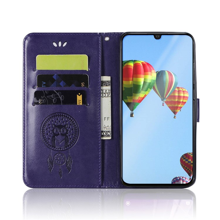 Imprint Owl Dream Catcher Wallet Stand Leather Cover for Huawei P30 Lite / nova 4e - Purple-4