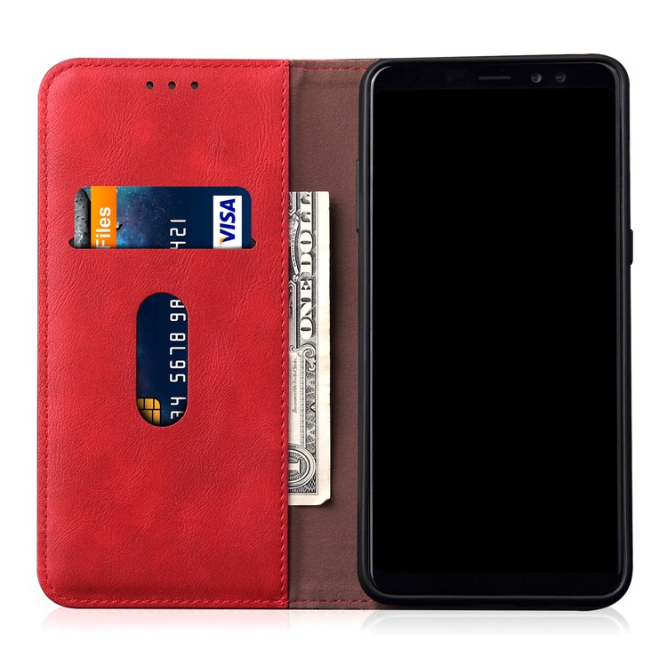 Auto-absorbed Crazy Horse Vintage Leather Stand Case for Huawei P30 Lite / nova 4e - Red-4