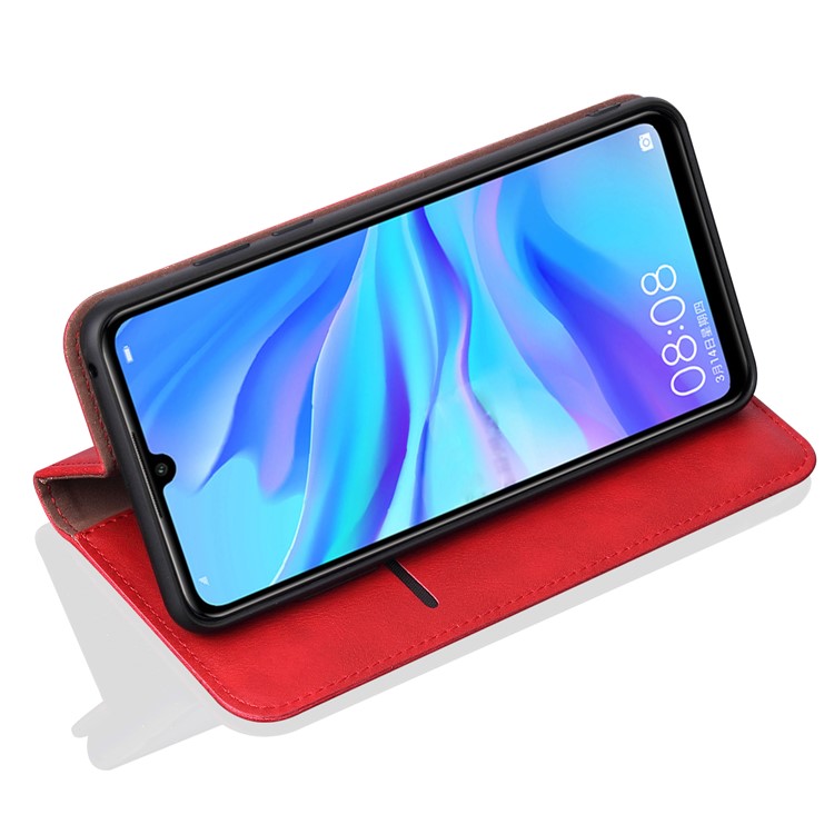 Auto-absorbed Crazy Horse Vintage Leather Stand Case for Huawei P30 Lite / nova 4e - Red-6