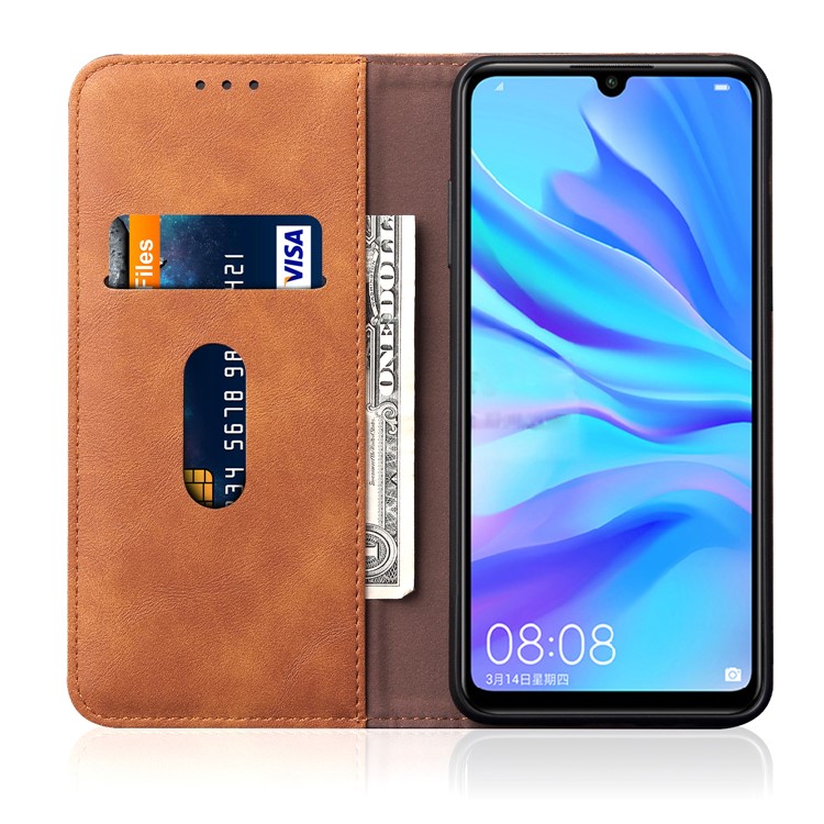 Auto-absorbed Crazy Horse Vintage Leather Stand Case for Huawei P30 Lite / nova 4e - Brown-4
