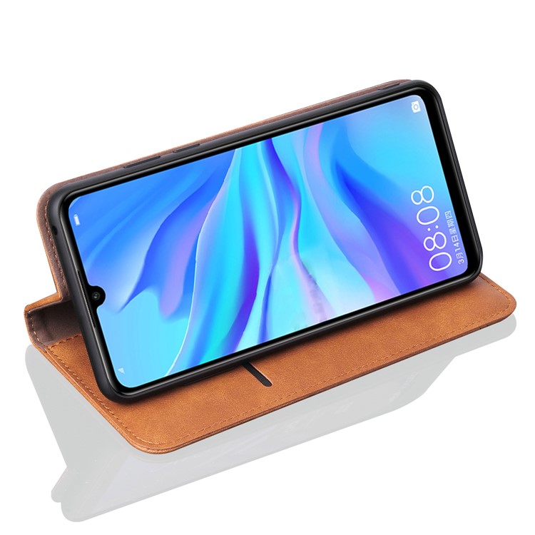 Auto-absorbed Crazy Horse Vintage Leather Stand Case for Huawei P30 Lite / nova 4e - Brown-6
